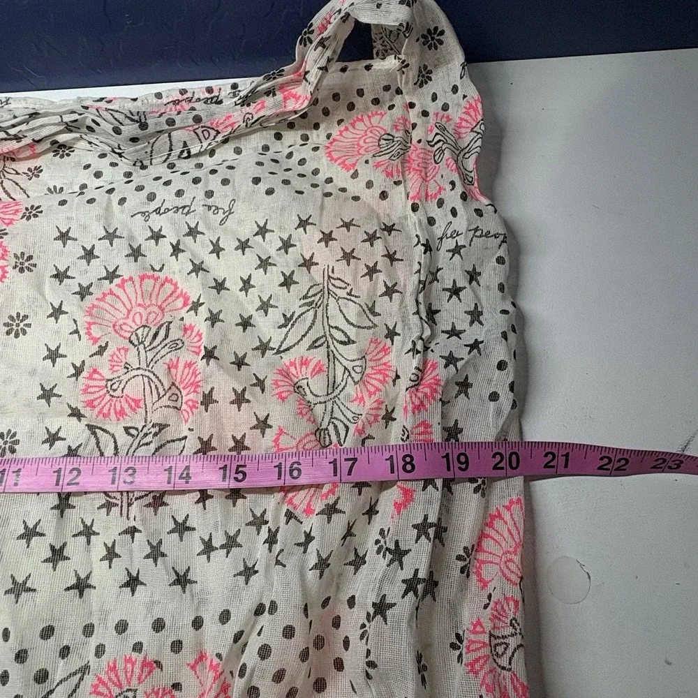 FREE PEOPLE Women Reusable Tote Bag Floral Polka Dot Sz L Cream Pink HB-32